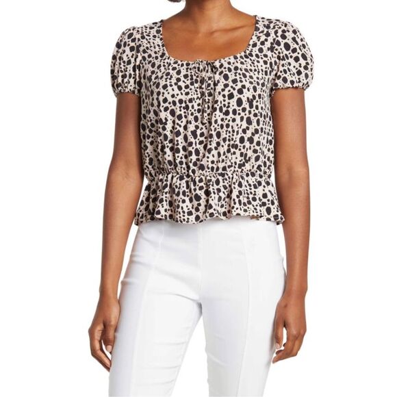 Sanctuary Tops - Sanctuary | Meet You There Animal Print Short Sleeve Flattering Top Size Small
